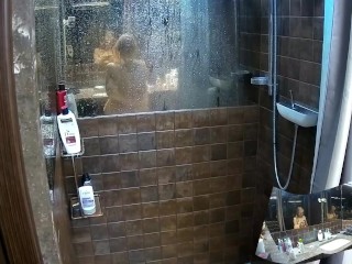 Voyeur Bathe rest room – 2 female friend showering in combination