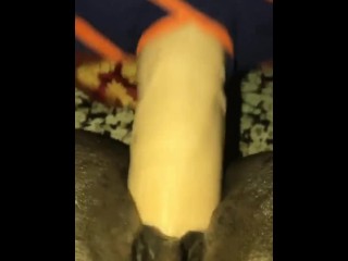 EBONY LESBIAN TAKES STARP FROM STUD