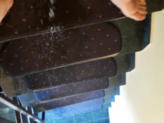 Pee down the steps
