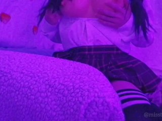 Impregnating my pillow with lady pussy juice humping pillow after college in uniform cushy moan youngster