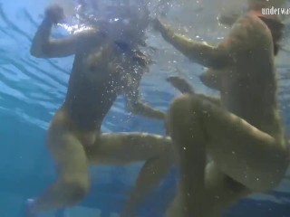Underwater sexiest babes ever touching knockers