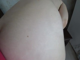 POV Mature lesbian female friend and strapon with cream.