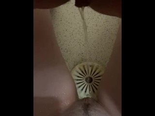 Woman pissing on ladies vagina