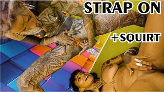 Tattoo Lesbians laborious Fuck with Strap-on – Squirting and Piss