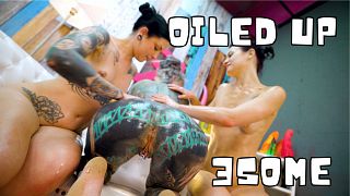 Slippery Oiled Lesbian Pornstar Toyshare Steel Toy