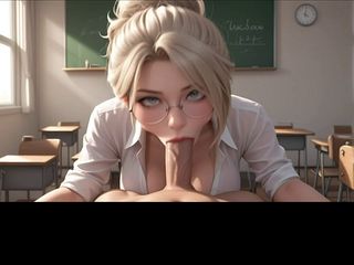 AI Generated – lecture room blowjob