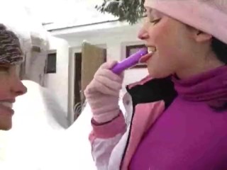 Stunning Lesbians Fuck In The Snow