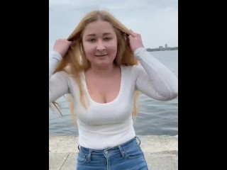 Unsightly blonde teenager in tight denims tries to twerk & shake ass like pornstars do however it is an epic fail !