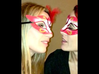 First time Lesbian Kiss on Digital camera Heidi HotWife instructing shy Natalie Unicorn Do-it-yourself Novice Masks